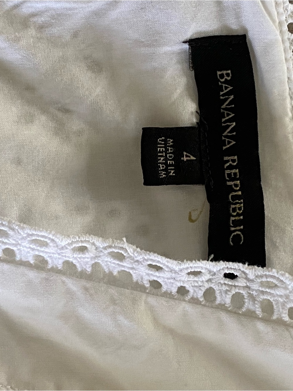 Banana Republic White Eyelet Lace Dress Size 4 Puff Sleeve Lined Fit & Flare - Picture 10 of 16